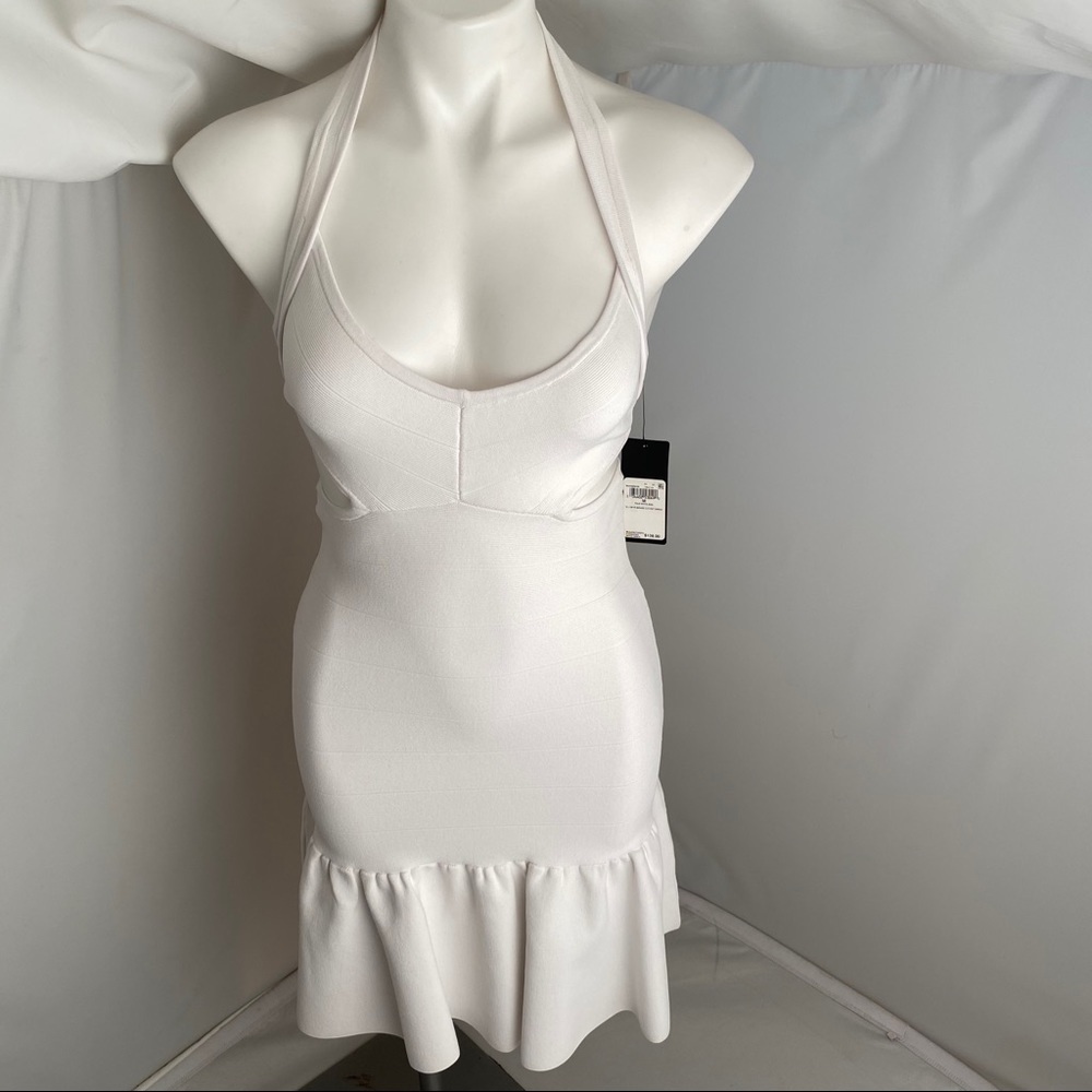Guess Mirage cutout bandage bodycon dress in True White M